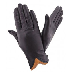 Женские перчатки кожаные мод.002 черные