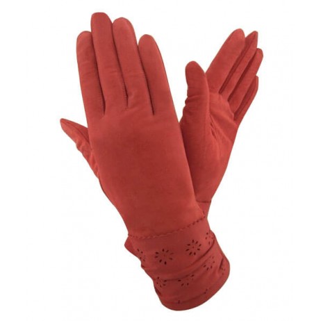 Замшеві жіночі рукавички GlovesUA мод.285 кардинал