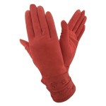 Замшеві жіночі рукавички GlovesUA мод.285 кардинал