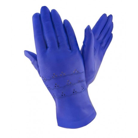 Женские перчатки кожаные GlovesUA мод 302 голубые