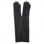 Женские длинные перчатки кожаные мод.052-48 черные