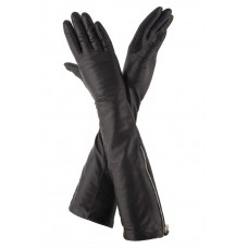Женские длинные перчатки кожаные мод.052-48-M черные Женские длинные перчатки кожаные мод.052-48-M черные