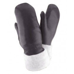 Женские варежки кожаные с мехом Имидж Галант мод.168 черные (овчина)