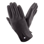 Жіночі рукавички шкіряні з хутром GlovesUA мод 213 чорні (овчина)