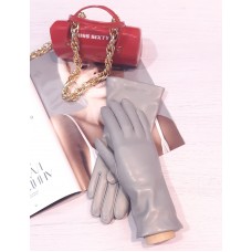 Жіночі шкіряні рукавички GlovesUA мод.129 світло-сірі