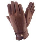 Мужские перчатки на меху GlovesUA мод 272 коричневые (овчина)