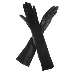 Женские длинные перчатки комбинированные мод.052-48-3 черные