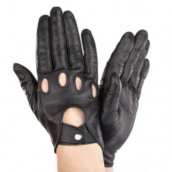 Женские перчатки авто кожаные  мод.275 черные (шов внутрь)