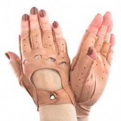 Женские перчатки авто кожаные мод.244 розовые