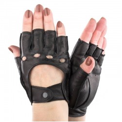 Женские перчатки авто кожаные  мод.244 черные (шов наружный)