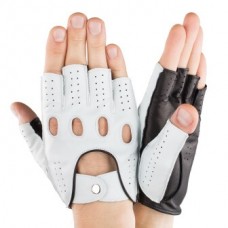 Чоловічі рукавички авто комбіновані мод.245 білий/чорний