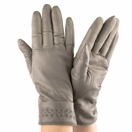 Женские перчатки кожаные GlovesUA мод 003 светло-серые