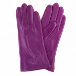 Женские перчатки кожаные мод.038 фуксия - На подкладке Женские перчатки кожаные мод.038 фуксия