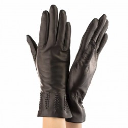 Женские перчатки кожаные мод.442 темно-коричневые