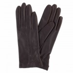Женские перчатки кожаные мод.462 темно-коричневые