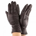 Женские перчатки кожаные мод.462 темно-коричневые