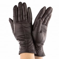 Женские перчатки кожаные  мод.462 темно-коричневые
