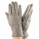 Женские перчатки кожаные мод.468 светло-серые - На подкладке Женские перчатки кожаные мод.468 светло-серые