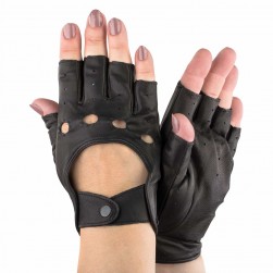 Женские перчатки авто кожаные мод.244 черный (шов внутрь)