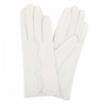 Женские перчатки кожаные мод.82 белые