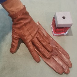 Мужские перчатки кожаные мод.108 светлый коньяк