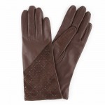 Женские перчатки комбинированные мод.192 коричневые