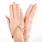 Женские перчатки кожаные мод.247 розовые