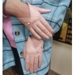 Женские перчатки кожаные мод.247 розовые