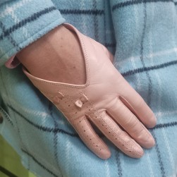 Женские перчатки кожаные мод.247 розовые
