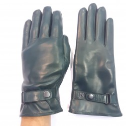 Мужские кожаные перчатки GlovesUA мод.463 эвкалипт