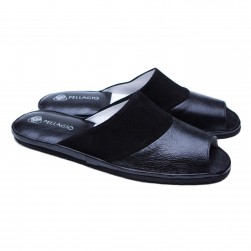 Кімнатні тапочки Pellagio 701 чорний наппа+велюр