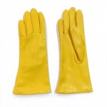 Женские кожаные перчатки GlovesUA мод 001 желтые - На пoдкладке Женские кожаные перчатки GlovesUA мод 001 желтые