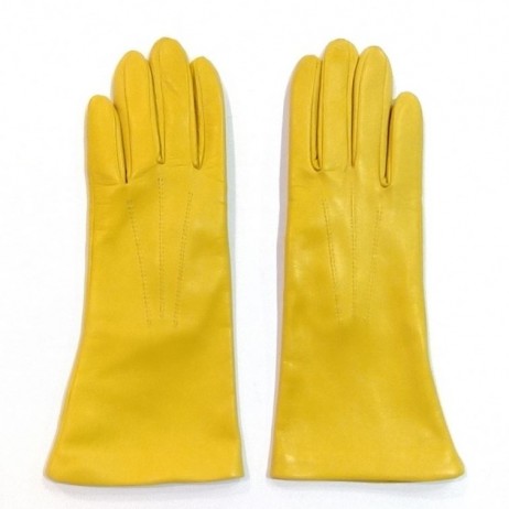 Жіночі шкіряні рукавички GlovesUA мод.001 жовті