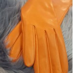 Жіночі шкіряні рукавички GlovesUA мод.001 (без 3 смуг) оранжеві
