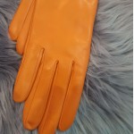 Жіночі шкіряні рукавички GlovesUA мод.001 (без 3 смуг) оранжеві