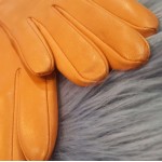 Жіночі шкіряні рукавички GlovesUA мод.001 (без 3 смуг) оранжеві