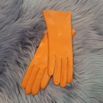 Жіночі шкіряні рукавички GlovesUA мод.001 (без 3 смуг) оранжеві