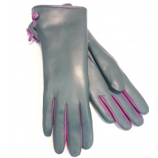 Женские перчатки кожаные с мехом (кролик) мод.043 петролеум со стрелками фуксия Женские перчатки кожаные с мехом (кролик) мод.043 петролеум со стрелками фуксия