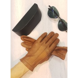 Мужские перчатки кожаные мод 108 коньяк