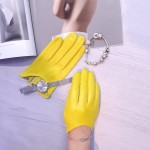 Жіночі рукавички шкіряні GlovesUA мод.394 жовті (виріз по 377)