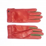 Жіночі шкіряні рукавички GlovesUA мод.421 червоні із зеленими стрілками - Шкіряні Жіночі шкіряні рукавички GlovesUA мод.421 червоні із зеленими стрілками