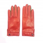 Жіночі шкіряні рукавички GlovesUA мод.421 червоні із зеленими стрілками - Шкіряні Жіночі шкіряні рукавички GlovesUA мод.421 червоні із зеленими стрілками