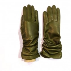 Женские кожаные перчатки GlovesUA мод 362 оливковый
