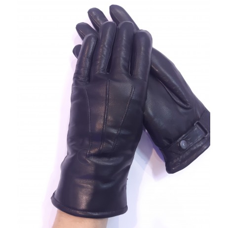Мужские перчатки кожаные на меху мод.80-463 черные (овчина)