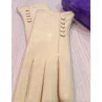 Женские кожаные перчатки GlovesUA мод-113 бежевые