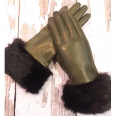 Жіночі шкіряні рукавички GlovesUA мод.146 оливкові