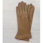 Женские перчатки кожаные с подкладкой мод-247 тауп