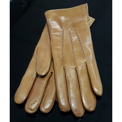 Мужские перчатки кожаные  мод-512 светлый коньяк (3 полоски)