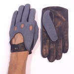 Чоловічі комбіновані автомобільні рукавички GlovesUA мод.275 петролеум/чорний (чорний ремінець, шов усередину, кнопка обтягнута)