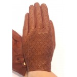 Жіночі рукавички GlovesUA комбіновані мод.394 коньяк (шкіра кришет)